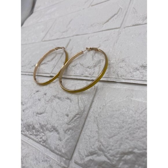 Women’s Big Enamel Hoop Earrings with Rose Gold Tone Plated, Nickel-free Stainle - Picture 8 of 8